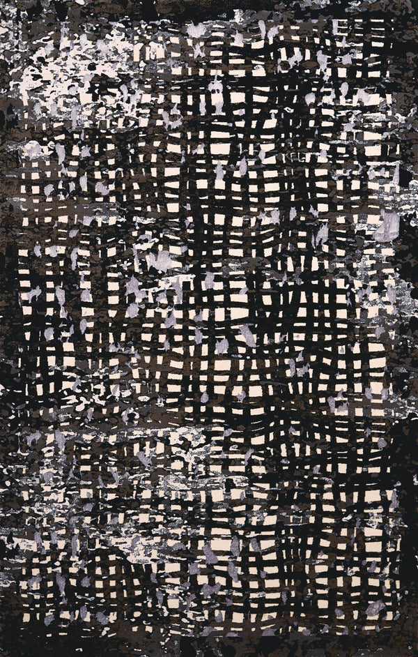 Rugs Blue Rug - 31" x 47" x 0.43" Black Polypropylene/Polyester Mat Rug HomeRoots