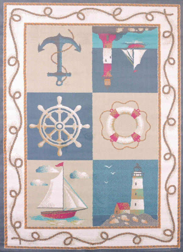 Rugs Blue Rug - 31" x 47" x 0.43" Blue Polypropylene Mat Rug HomeRoots