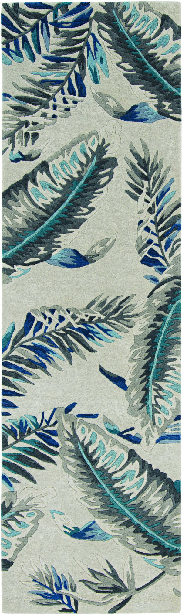 Rugs Blue Rug - 39" X 63" X 0.'5" Grey/Blue Wool Rug HomeRoots