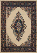 Rugs Blue Rug 47" x 63" x 0.3" Cream Polypropylene Accent Rug 9576 HomeRoots
