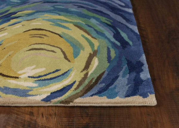 Rugs Blue Rug - 60" X 96" X 0.'5" Blue Wool Rug HomeRoots