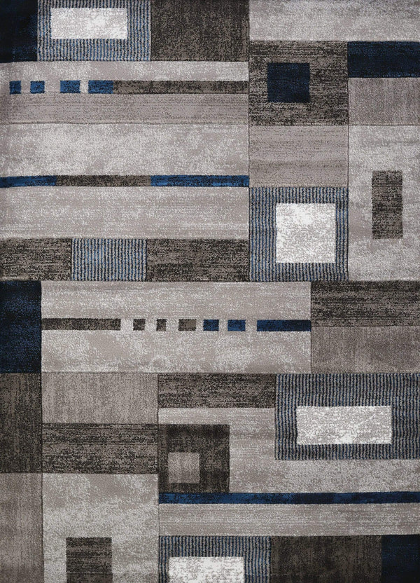 Rugs Blue Rug 63" x 84" x 0.43" Denim Blue Polypropylene Area Rug 1338 HomeRoots