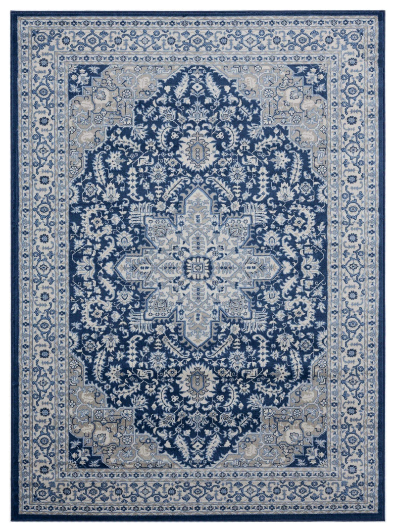 Rugs Blue Rug 63" x 86" x 0.31" Denim Blue Olefin Area Rug 8258 HomeRoots