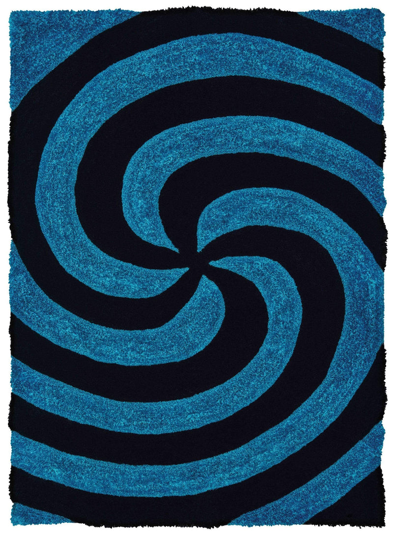 Rugs Blue Rug 63" x 86" x 1.2" Blue Polyester Area Rug 9218 HomeRoots