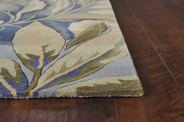 Rugs Blue Rug - 63" X 99" X 0.'5" Blue Wool Rug HomeRoots