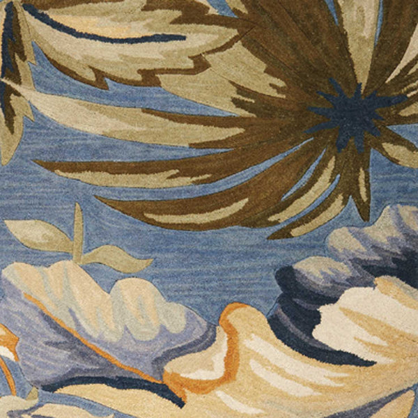 Rugs Blue Rug - 66" X 66" X 0.'5" Blue Wool Rug HomeRoots