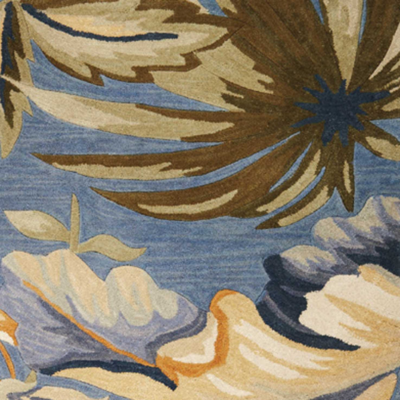 Rugs Blue Rug - 66" X 66" X 0.'5" Blue Wool Rug HomeRoots