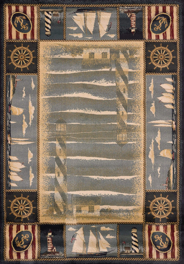 Rugs Blue Rug 94" x 126" x 0.45" Blue Polypropylene Oversize Rug 9286 HomeRoots