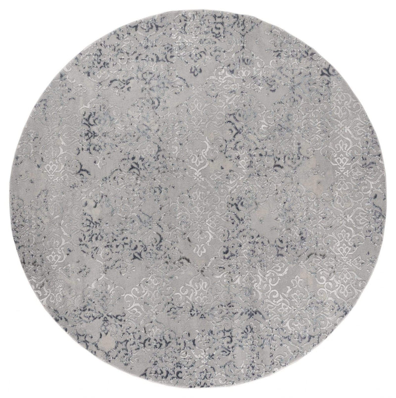 Rugs Blue Rug 94" x 94" x 0.39" Blue Polyester/Olefin Round Rug 7875 HomeRoots