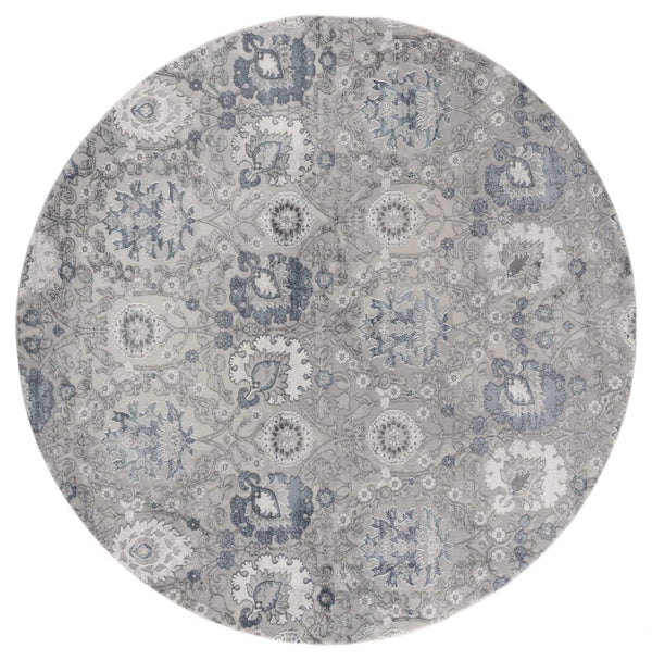 Rugs Blue Rug 94" x 94" x 0.39" Blue Polyester/Olefin Round Rug 7889 HomeRoots