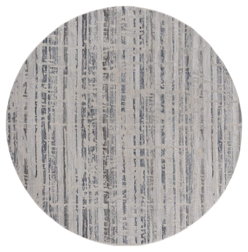 Rugs Blue Rug 94" x 94" x 0.39" Blue Polyester/Olefin Round Rug 7903 HomeRoots