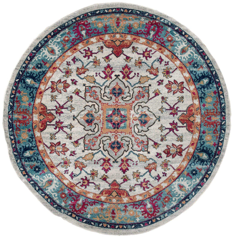 Rugs Blue Rug - 94" x 94" x 0.4" Blue Olefin Round Rug HomeRoots