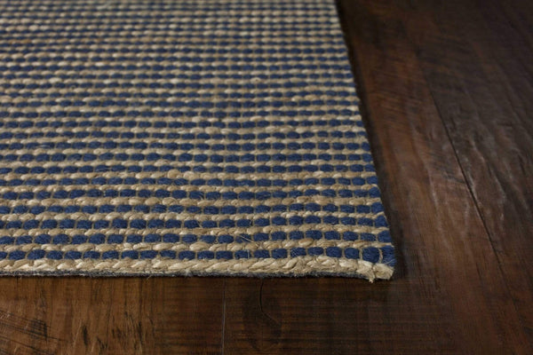 Rugs Blue Rug - 96" X 126" X 0.'5" Blue Wool / Jute Rug HomeRoots