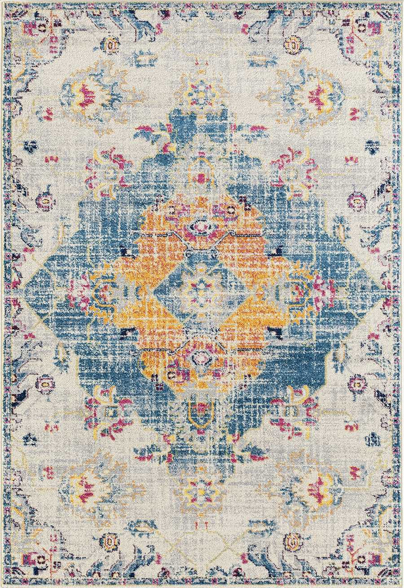 Rugs Blue Rug Living Room 22" x 36" x 0.35" Blue Olefin/Frieze Accent Rug 6409 HomeRoots