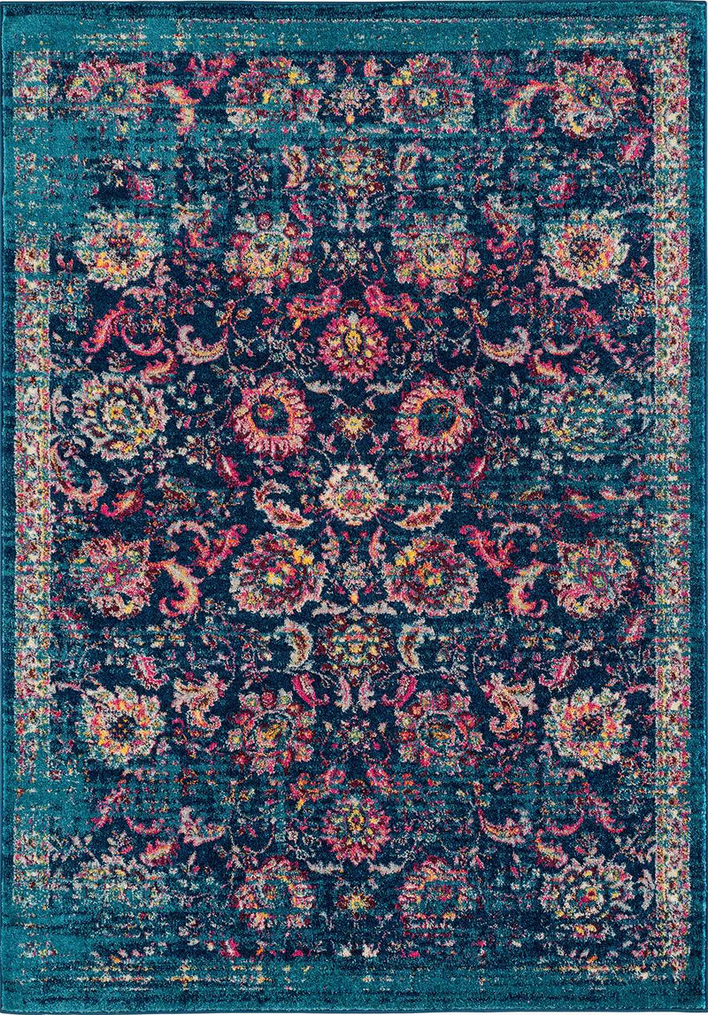 Rugs Blue Rug Living Room 22" x 36" x 0.35" Blue Olefin/Frieze Accent Rug 6486 HomeRoots