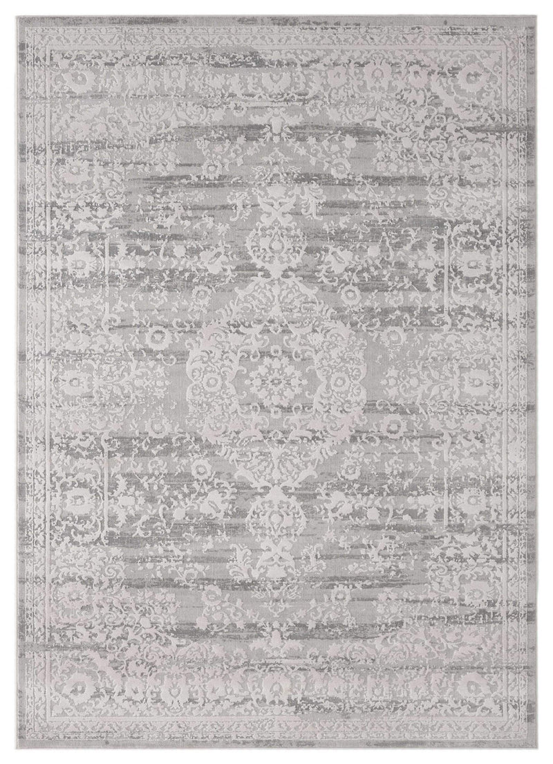 Rugs Blue Rug Living Room 23" x 36" x 0.39" Grey Viscose/Polyester Accent Rug 6817 HomeRoots