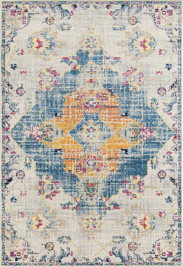 Rugs Blue Rug Living Room - 63" x 86" x 0.35" Blue Olefi/Frieze Area Rug HomeRoots