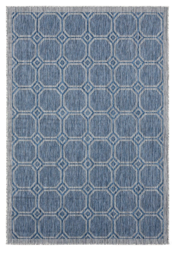 Rugs Blue Rug Living Room 63" x 90" x 0.04" Blue Polypropylene Area Rug 6927 HomeRoots