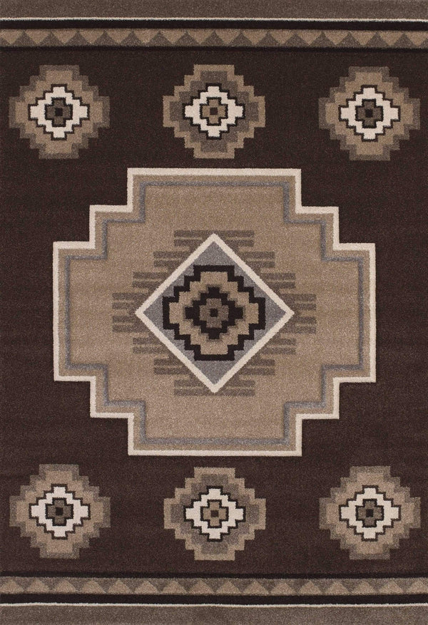 Rugs Brown Area Rugs 61" x 90" x 0.5" Brown Polypropylene Area Rug 1465 HomeRoots