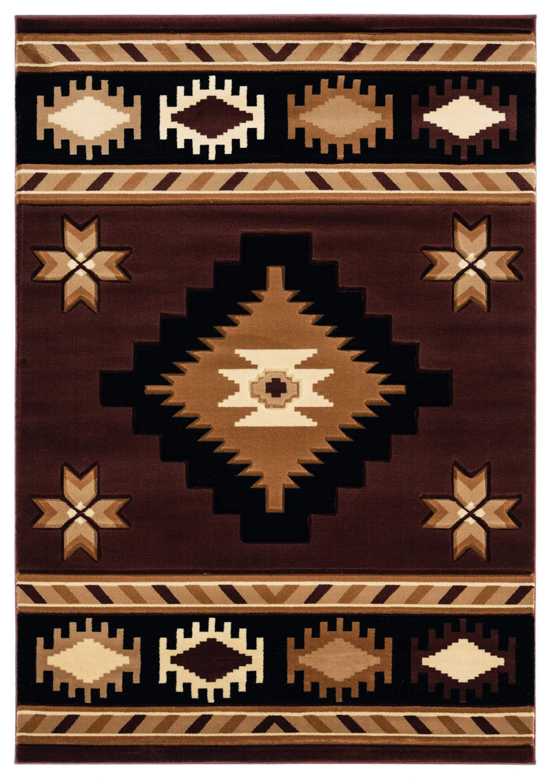 Rugs Brown Area Rugs 63" x 90" x 0.53" Brown Olefin/Polypropylene Area Rug 7288 HomeRoots