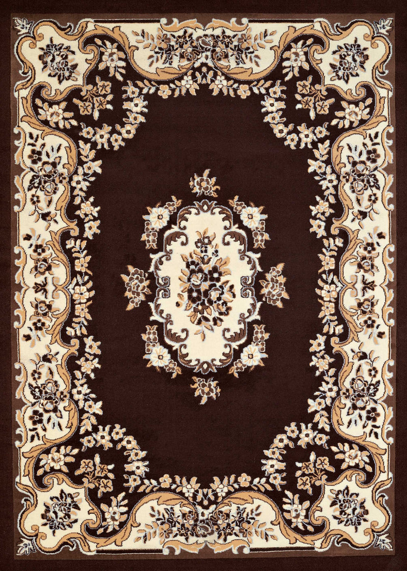 Rugs Brown Area Rugs 94" x 126" x 0.4" Dark Brown Olefin Oversize Rug 7712 HomeRoots