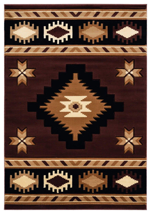 Rugs Brown Area Rugs - 94" x 126" x 0.53" Brown Olefin/Polypropylene Area Rug HomeRoots