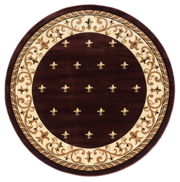 Rugs Brown Area Rugs 94" x 94" x 0.53" Brown Olefin/Polypropylene Round Rug 7517 HomeRoots