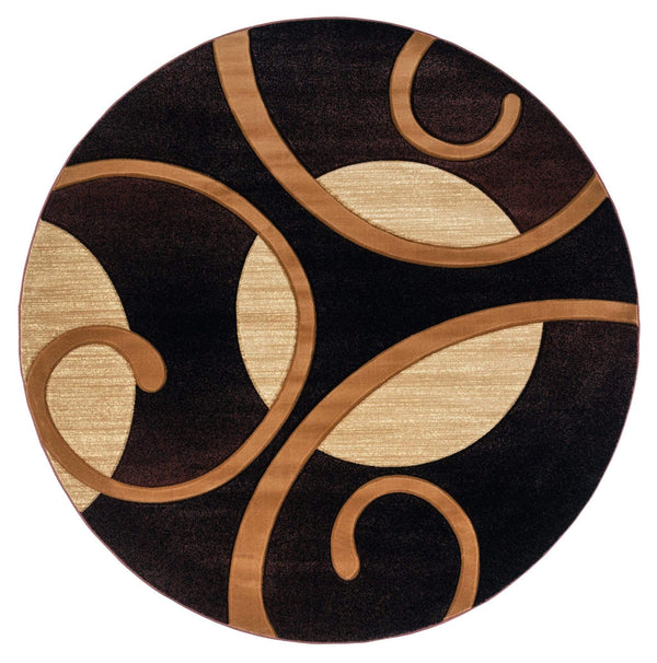 Rugs Brown Area Rugs - 94" x 94" x 0.53" Brown Olefin/Polypropylene Round Rug HomeRoots
