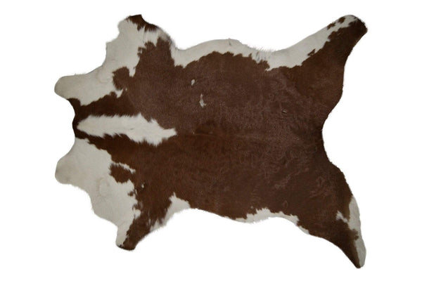 Rugs Brown Rug - 24" x 36" Brown And White Calfskin - Area Rug HomeRoots