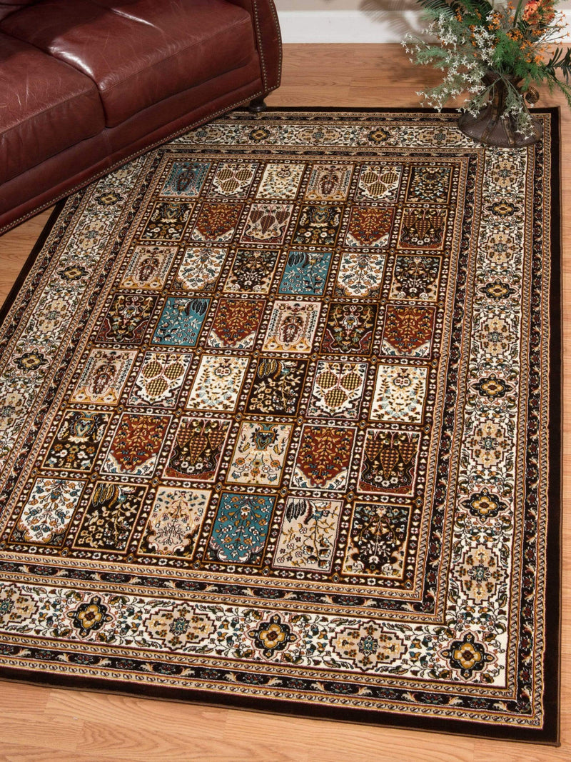 Rugs Brown Rug - 31" x 47" x 0.39" Dark Brown Polyester Mat Rug HomeRoots