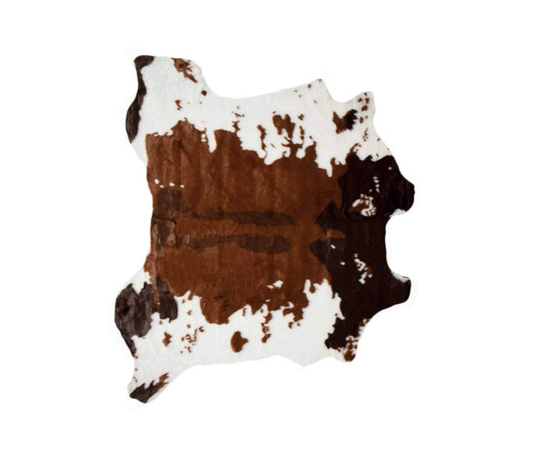 Rugs Brown Rug - 51" x 60" Brownsville Chocolate And White, Faux Hide - Area Rug HomeRoots