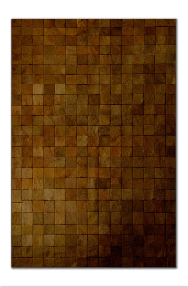 Rugs Brown Rug - 60" x 96" Brown, 10" Square Patches, Cowhide - Area Rug HomeRoots