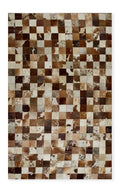 Rugs Brown Rug - 60" x 96" Brown and White, 4" Square Patches, Cowhide - Area Rug HomeRoots