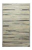 Rugs Brown Rug - 60" x 96" Gray Linear, Cowhide Stitched - Area Rug HomeRoots