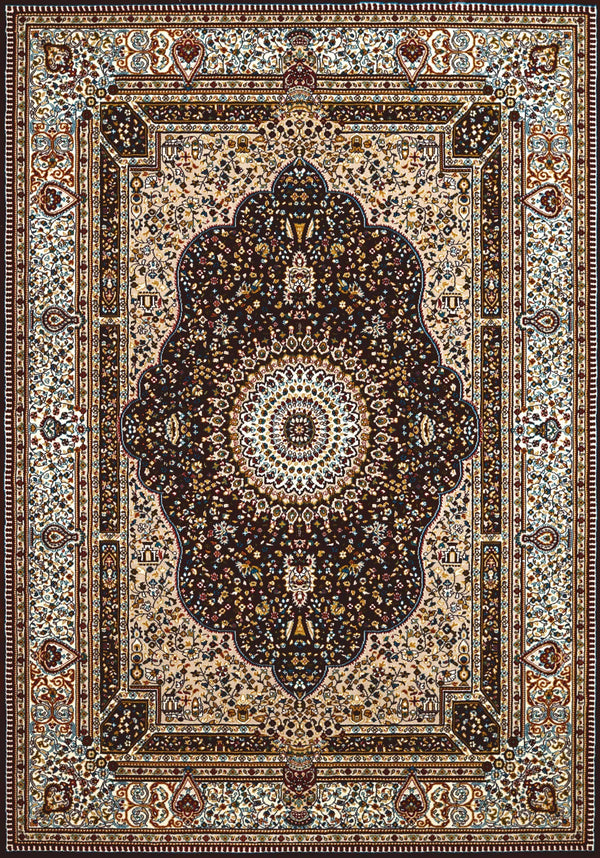 Rugs Brown Rug - 63" x 86" x 0.39" Dark Brown Area Polyester Rug HomeRoots