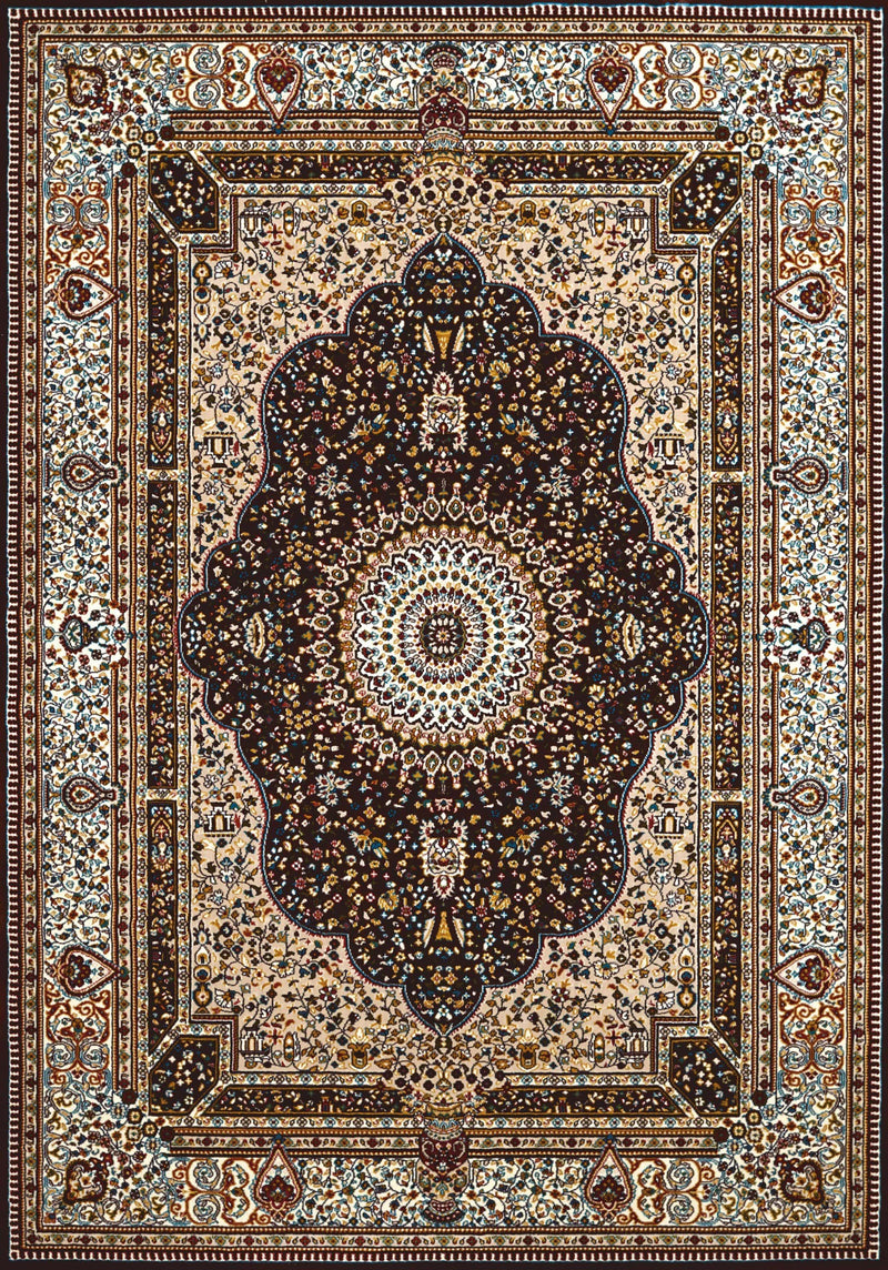 Rugs Brown Rug - 63" x 86" x 0.39" Dark Brown Area Polyester Rug HomeRoots