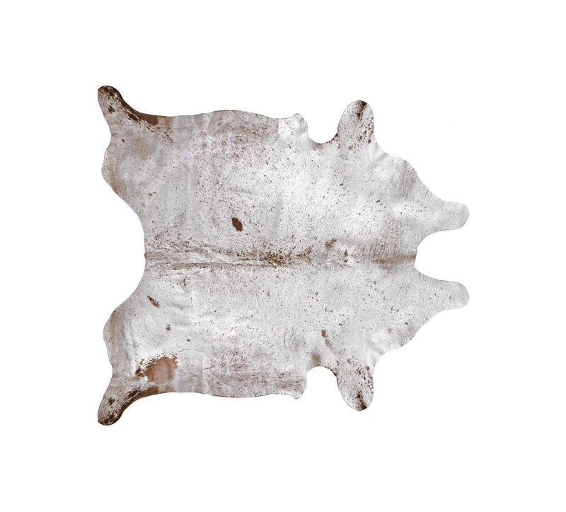 Rugs Brown Rug 72" x 84" White and Brown, Cowhide Rug 2281 HomeRoots