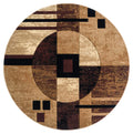 Rugs Brown Rug - 94" x 94" x 0.5" Brown Olefin/Polypropylene Round Rug HomeRoots