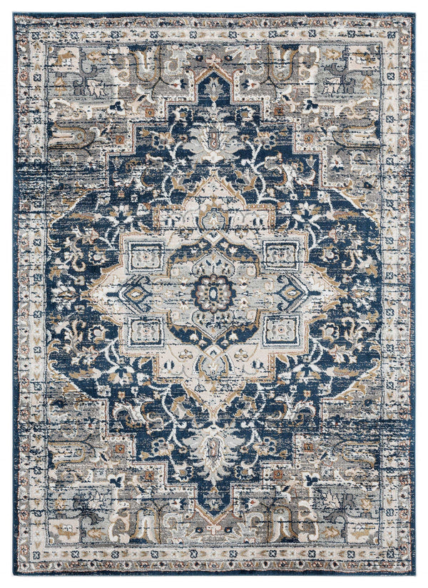 Rugs Carpets and Rugs - 23" x 36" x 0.79" Navy Microfiber/Polyester Accent Rug HomeRoots