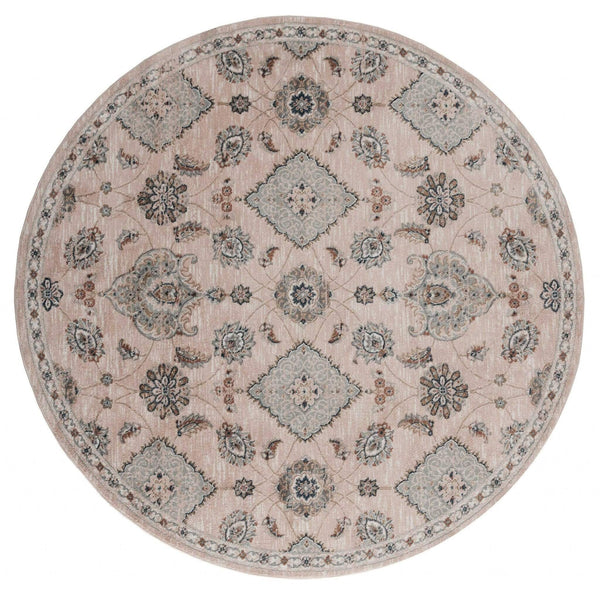 Carpets and Rugs - 94" x 94" x 0.79" Beige Microfiber/Polyester Round Rug