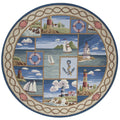 Rugs Cheap Area Rugs 2'6" x 4'6" Oval Wool Blue Area Rug 3727 HomeRoots