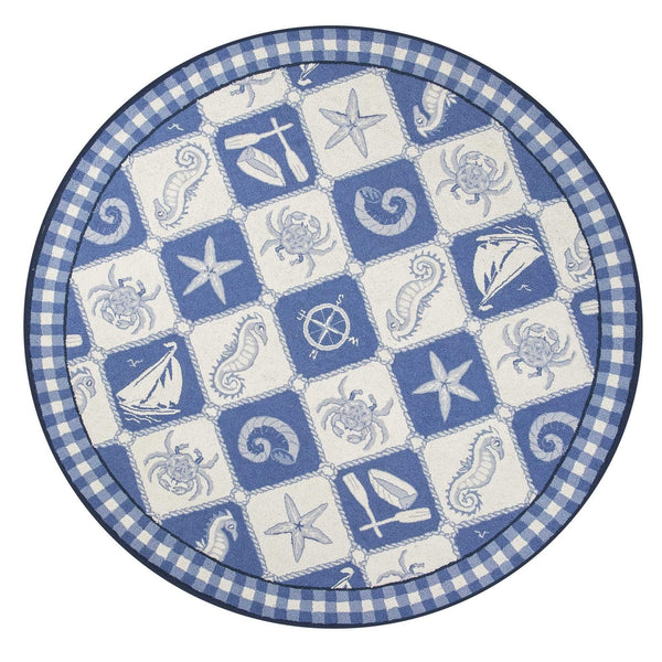 Rugs Cheap Area Rugs 2'6" x 4'6" Oval Wool Blue/Ivory Area Rug 3728 HomeRoots