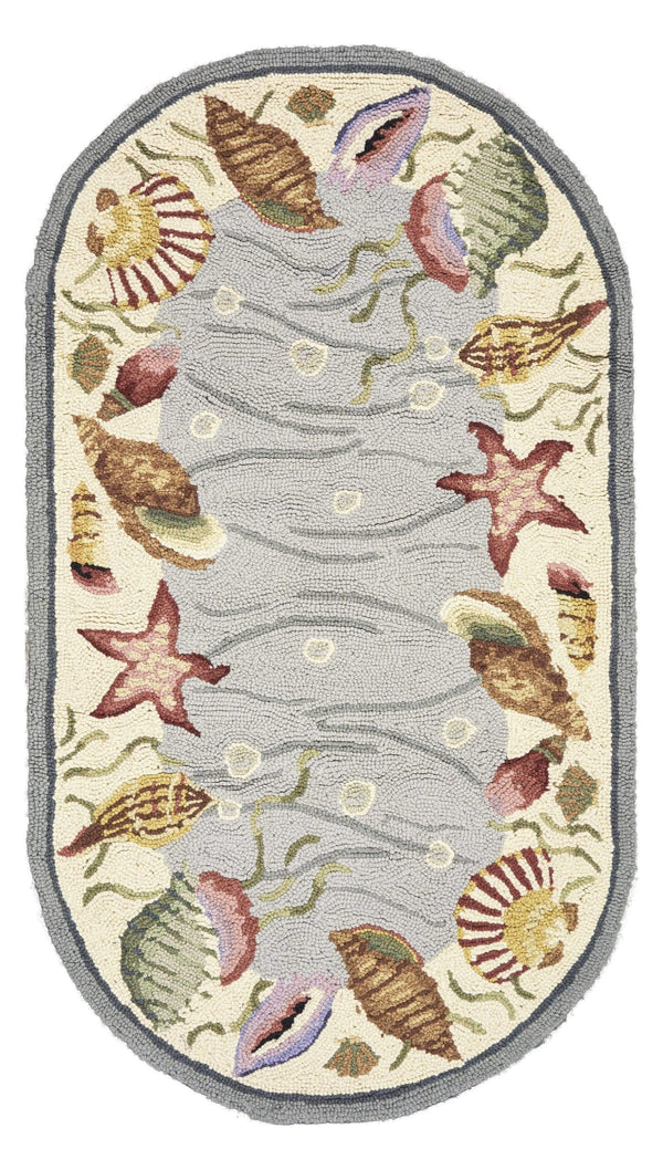 Rugs Cheap Area Rugs - 2'6" x 4'6" Oval Wool Blue/Ivory Area Rug HomeRoots