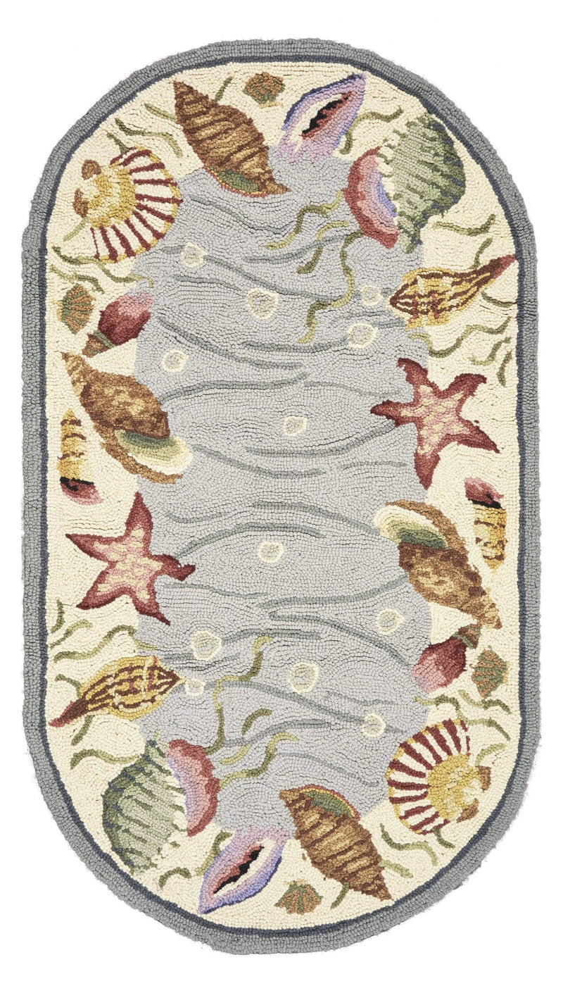 Rugs Cheap Area Rugs - 2'6" x 4'6" Oval Wool Blue/Ivory Area Rug HomeRoots