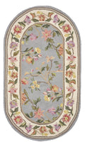 Rugs Cheap Area Rugs - 2'6" x 4'6" Oval Wool Slate Blue/Ivory Area Rug HomeRoots