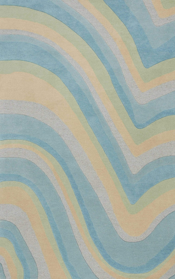 Rugs Cheap Area Rugs 27" X 45" Wool Ocean Area Rug 3532 HomeRoots