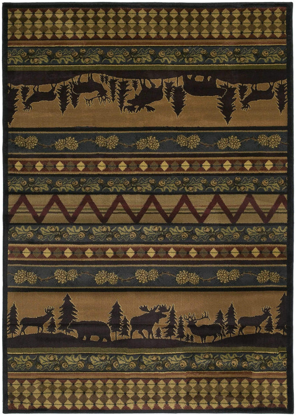 Rugs Cheap Area Rugs 63" x 90" x 0.45" Lodge Polypropylene Area Rug 9773 HomeRoots