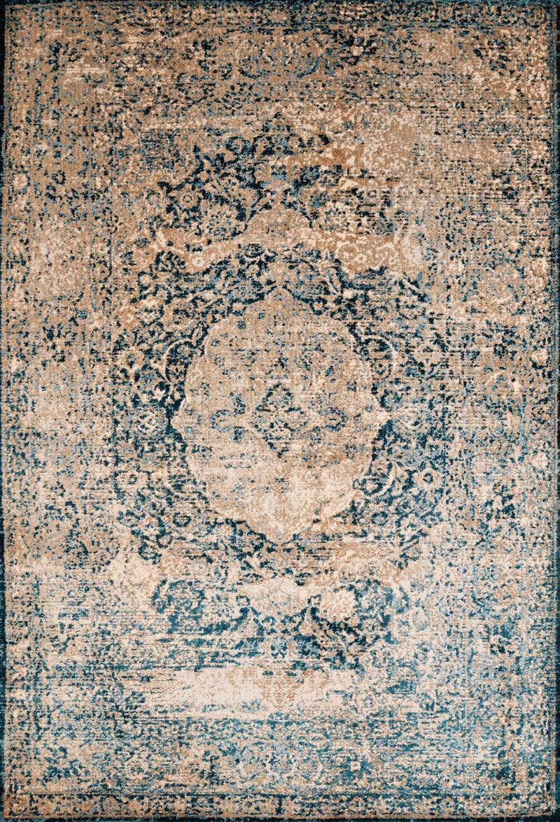 Rugs Cheap Large Rugs 94" x 126" x 0.35" Cerulean Olefin/Polyester Oversize Rug 9491 HomeRoots