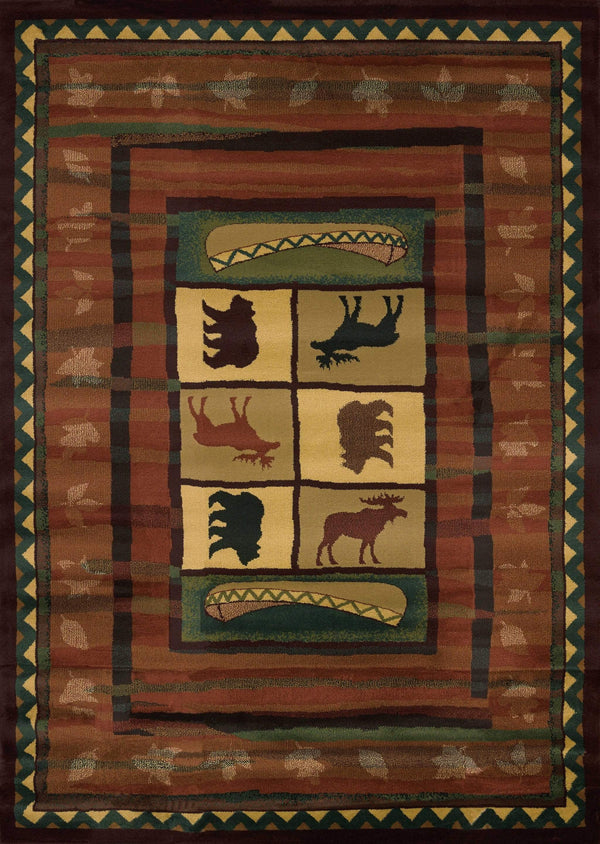 Rugs Cheap Large Rugs 94" x 126" x 0.45" Lodge Polypropylene Oversize Rug 9256 HomeRoots