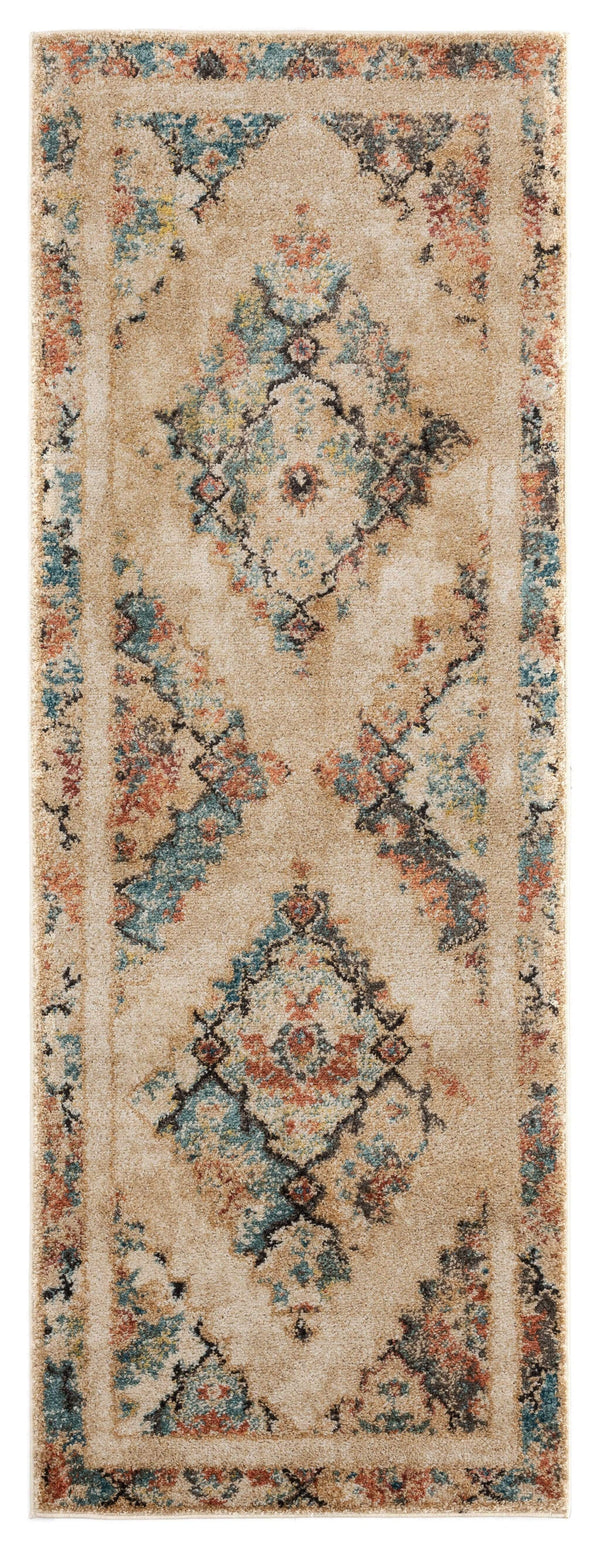 Rugs Cheap Rugs - 31" x 86" x 0.37" Cream Olefin Frieze Runner Rug HomeRoots